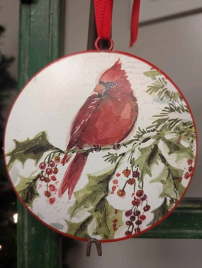 "sb" 6" Cardinal Disc Ornament In Red