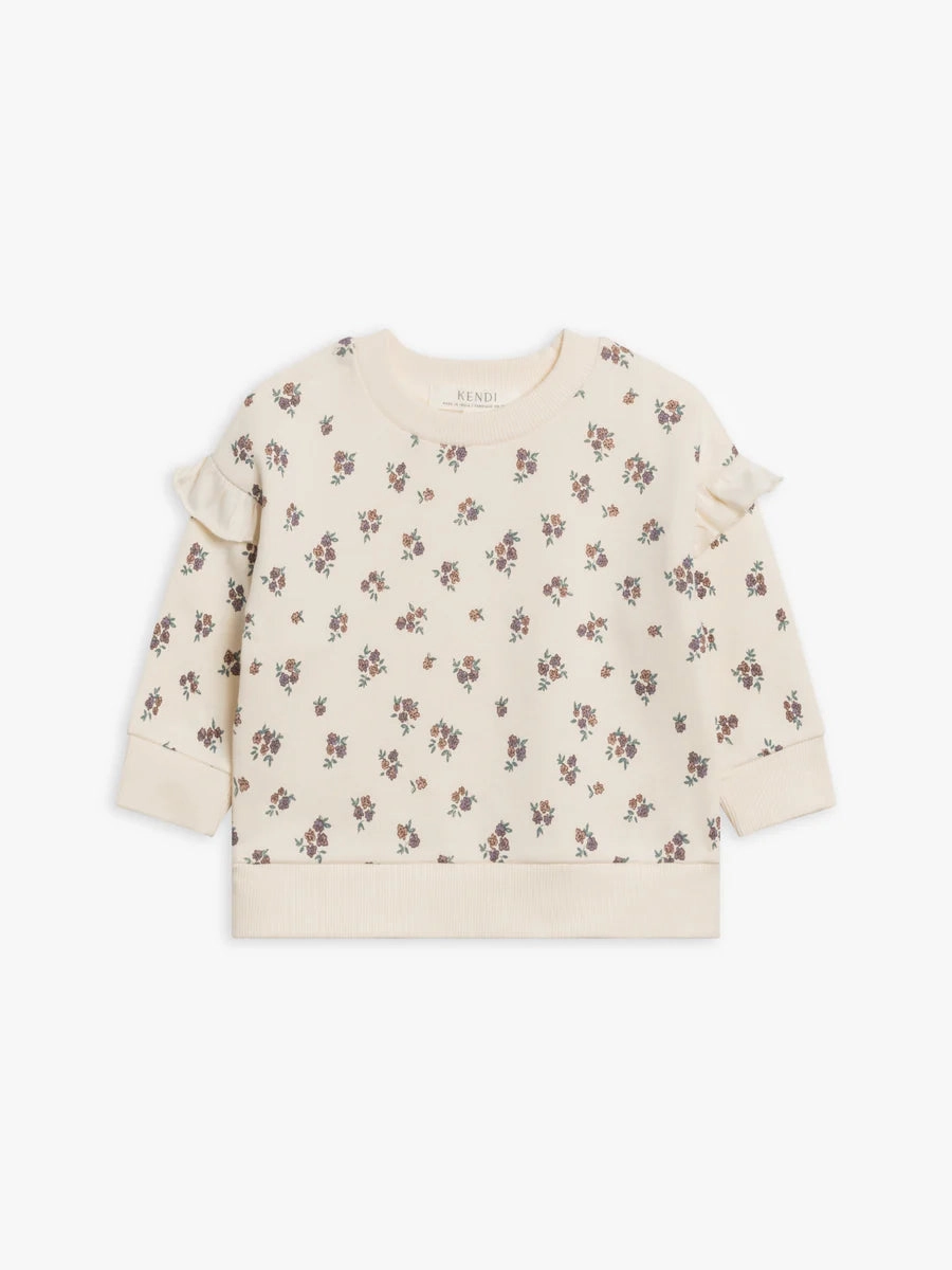 Abbey Fleece Ruffle Sleeve Pullover - Tempe Floral