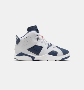 Air Jordan 6 Retro White and Midnight Navy Preschool Lifestyle Shoe - White/Varsity Red/Midnight Navy