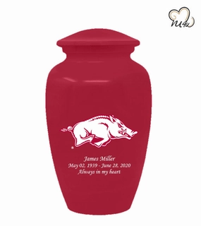 Arkansas Razorbacks College Red Cremation Urn