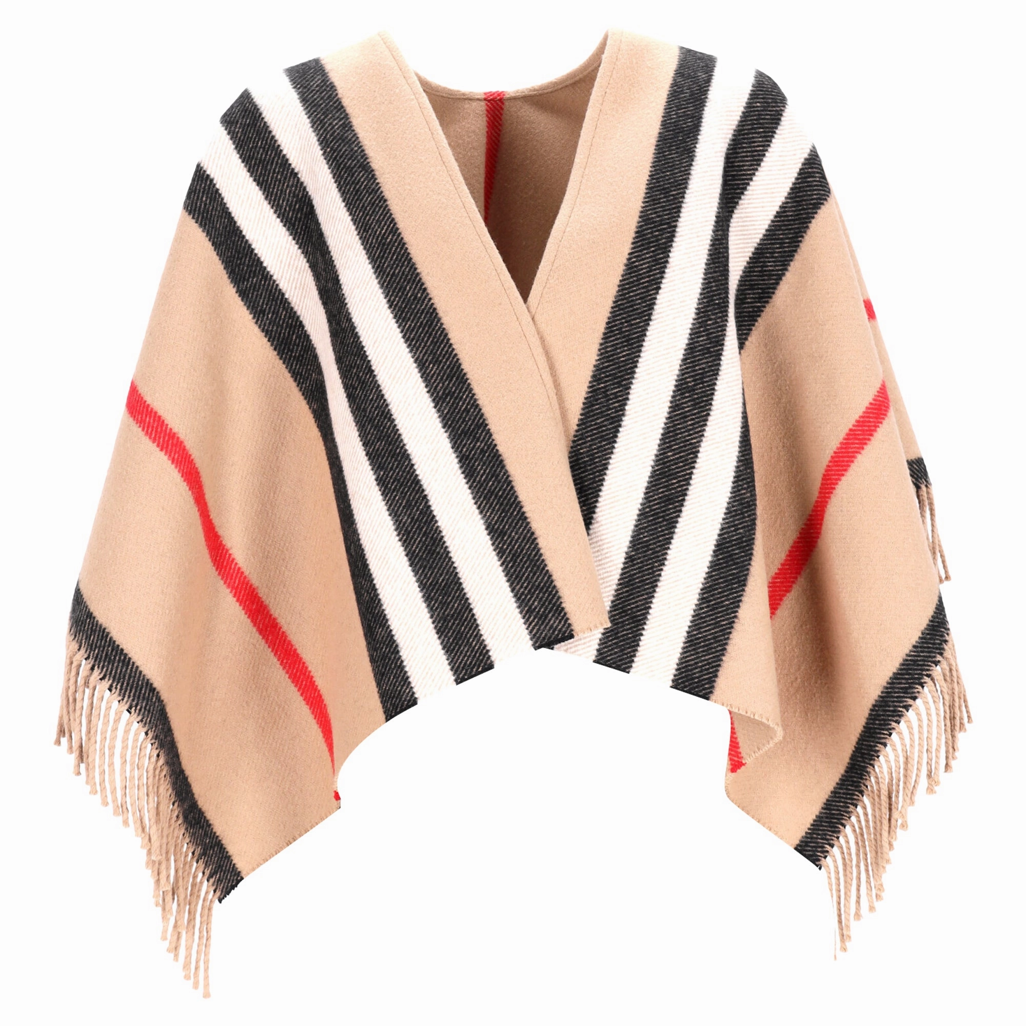 Burberry Medium Stripe Equestrian Cape in Multicolor Wool