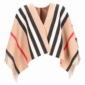 Burberry Medium Stripe Equestrian Cape in Multicolor Wool