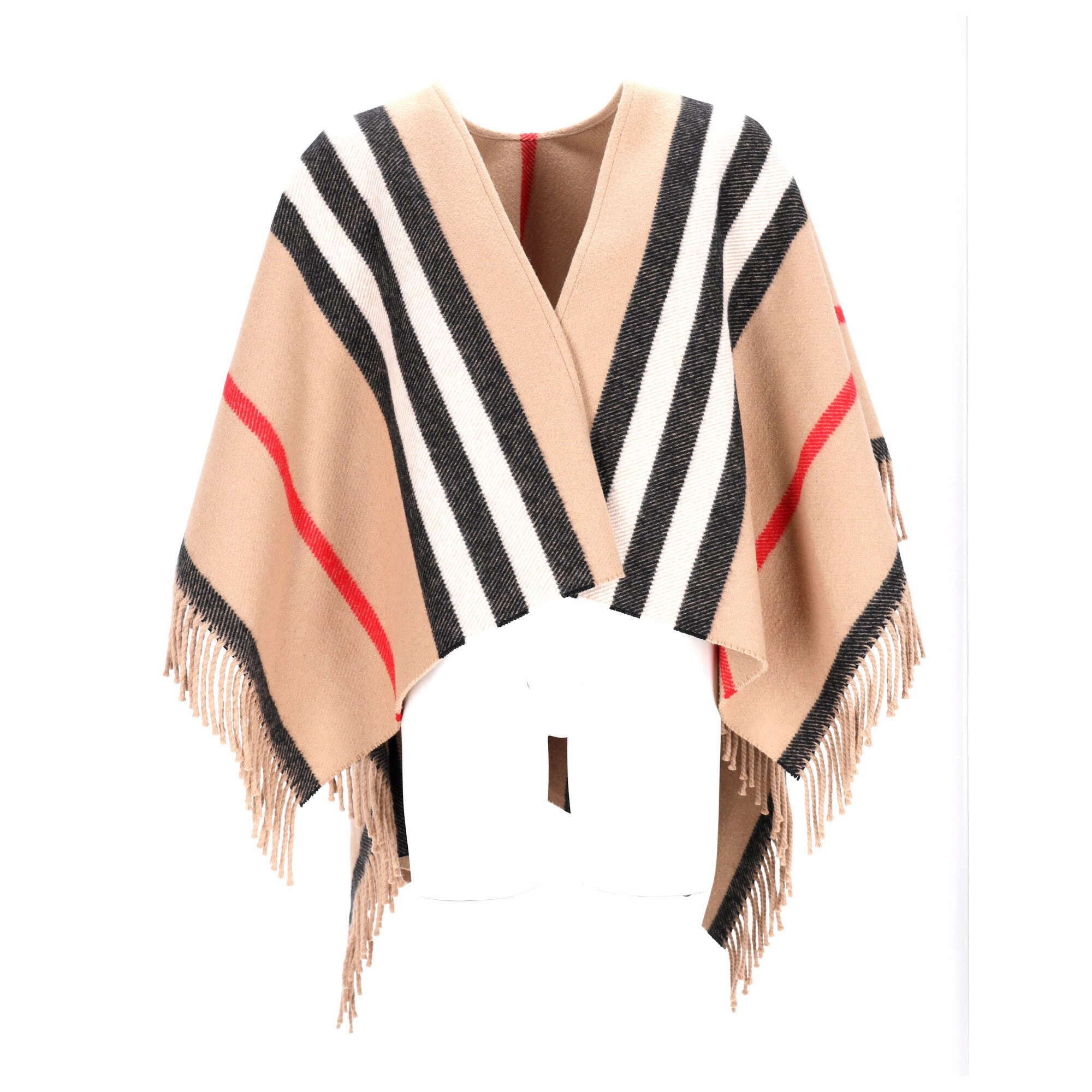 Burberry Medium Stripe Equestrian Cape in Multicolor Wool