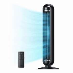 DREO DWTF14 Tower Fan 27ft/s Velocity Quiet Floor Fan 90 Oscillating with Remote Control