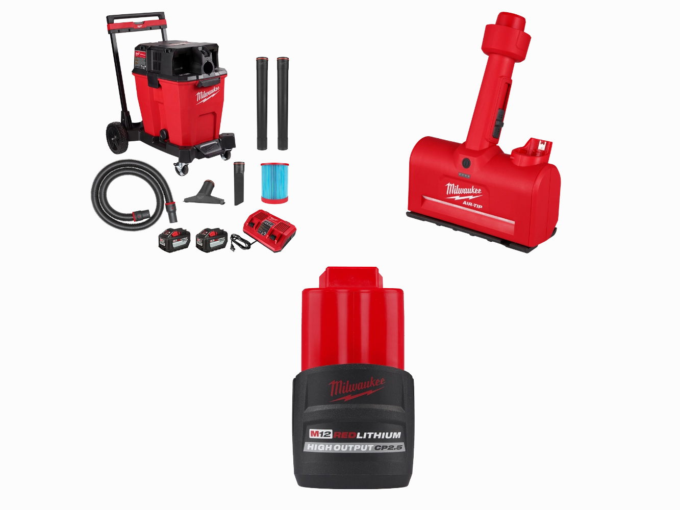 Milwaukee 0930-22HDAT M18 FUEL 18V 12 Gallon Vacuum w/ M12 Nozzle and Battery