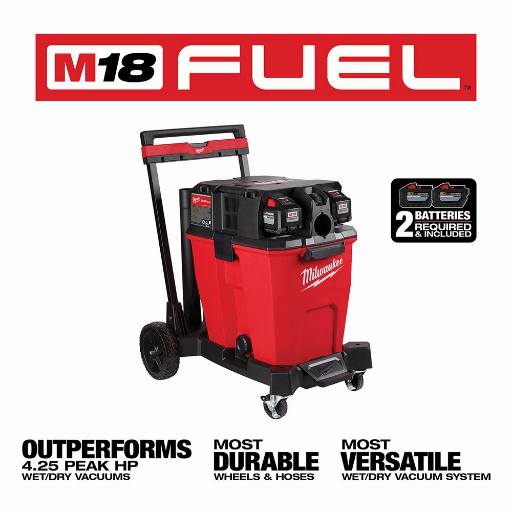 Milwaukee 0930-22HDAT M18 FUEL 18V 12 Gallon Vacuum w/ M12 Nozzle and Battery