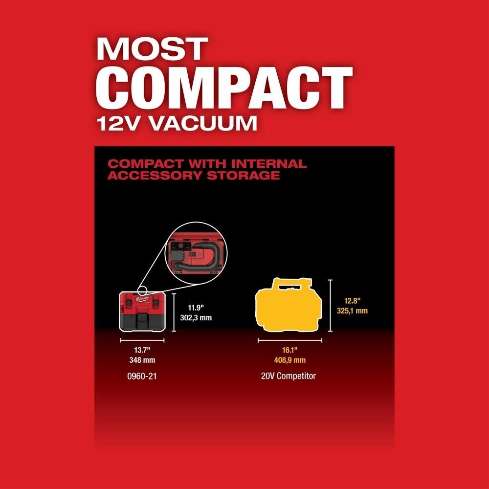 Milwaukee 0960-20AT M12 FUEL 12V 1.6 Gallon Wet/Dry Vacuum w/ Pivoting Wand