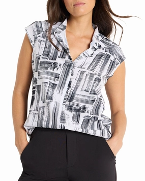 NIC   ZOE City Blocks Tech Stretch Snap Neck Tank