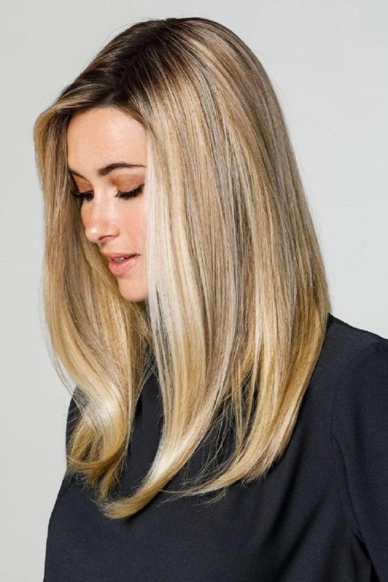 Sale - Jon Renau Toppers - EasiPart Medium HD 18" (#389) - Color: 14/26S10 (Shaded Pralines n Cream)