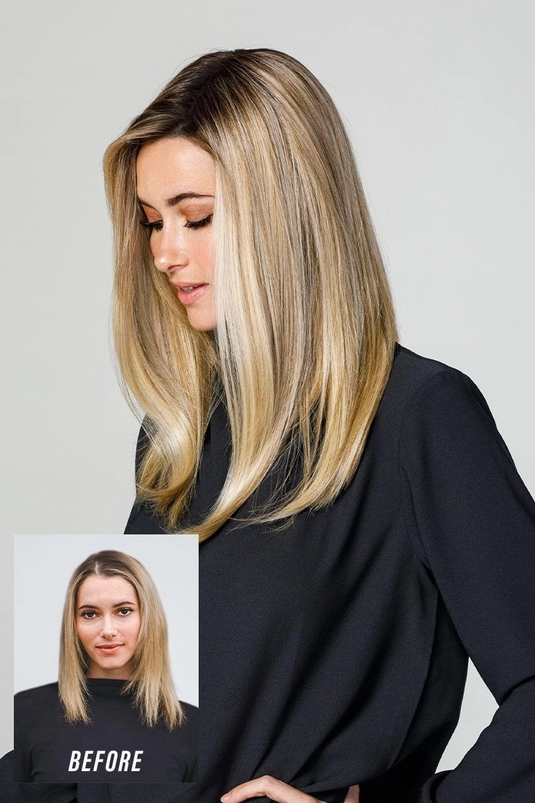 Sale - Jon Renau Toppers - EasiPart Medium HD 18" (#389) - Color: 14/26S10 (Shaded Pralines n Cream)
