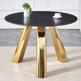 Streamdale 42" Gold & Granite Round Table - Seats 4-6