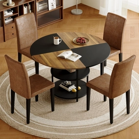 Streamdale 47" Round Dining Table Set with 4 Chairs & Storage