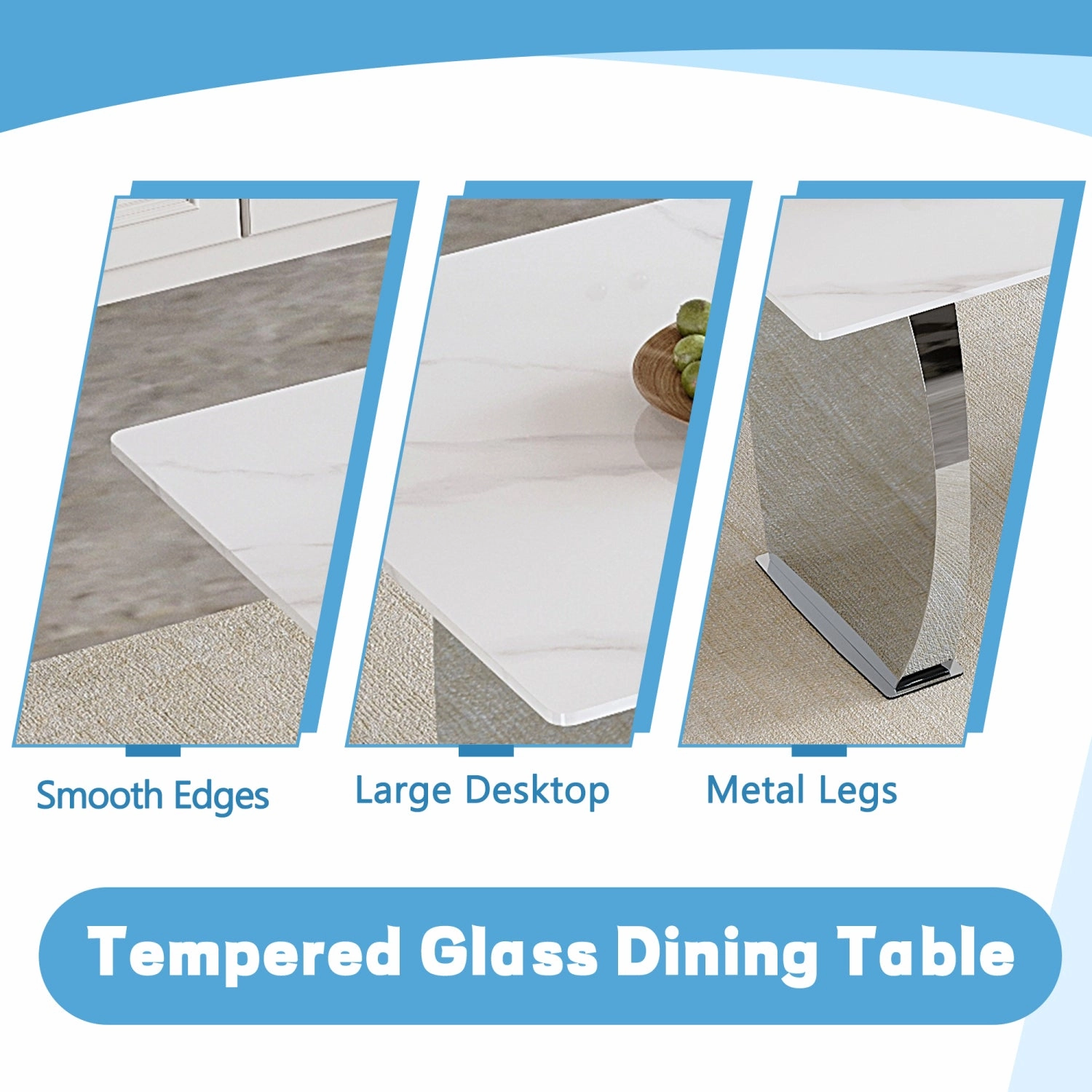 Streamdale Snow Mountain White Sintered Stone Dining Set - 6 Black PU Chairs