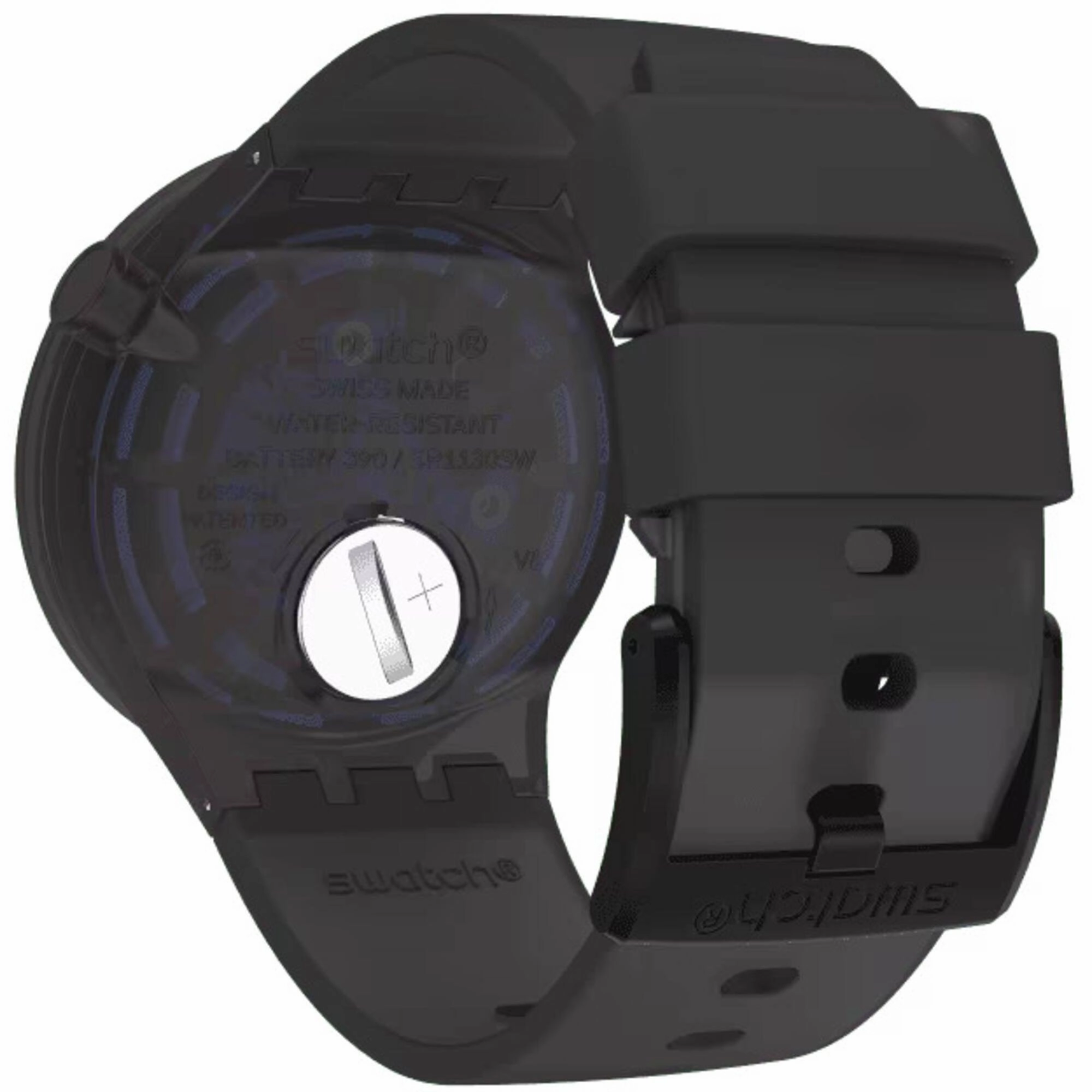 Swatch Unisex Watch - Big Bold Blue Taste Semi-Skeleton Dial Black Strap | SO27B111