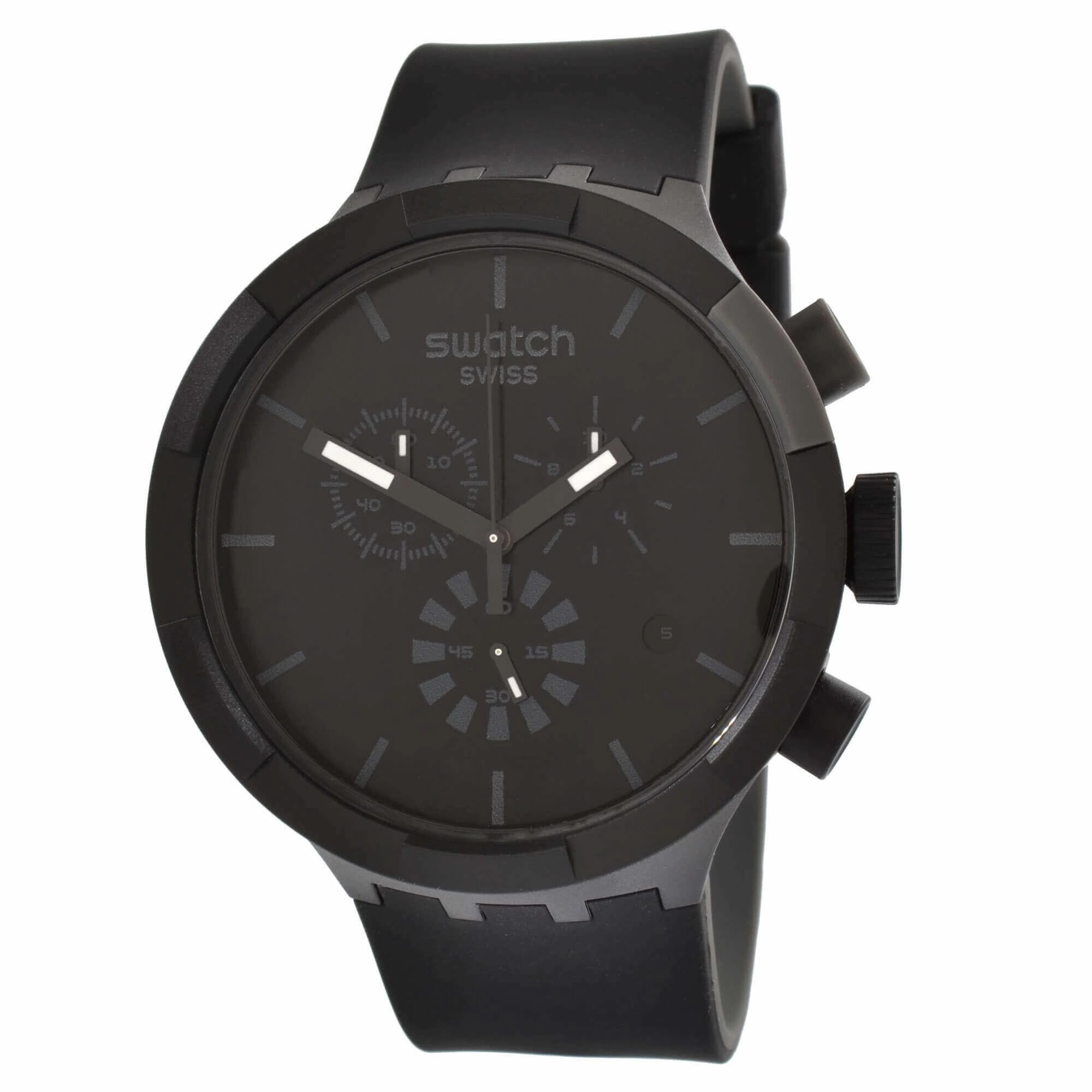 Swatch Unisex Watch - Big Bold Chrono Checkpoint Black Silicone Strap | SB02B400