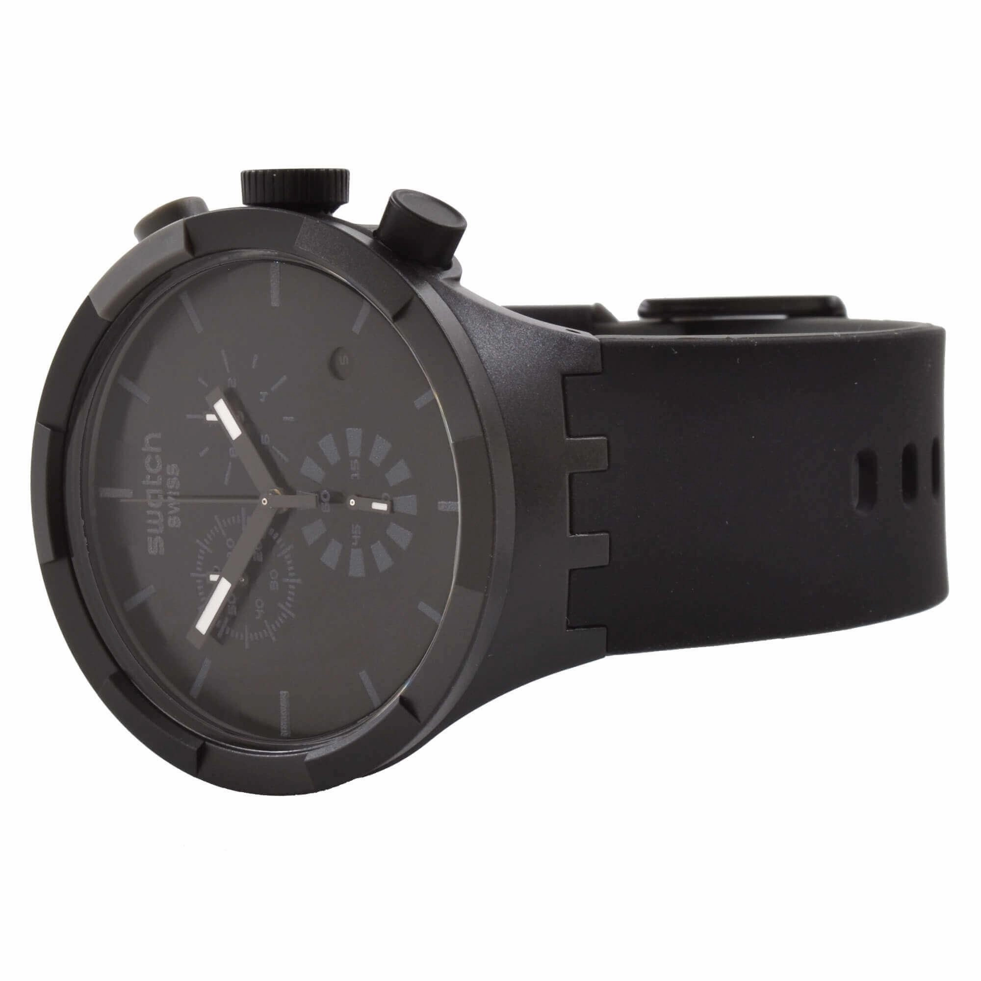 Swatch Unisex Watch - Big Bold Chrono Checkpoint Black Silicone Strap | SB02B400
