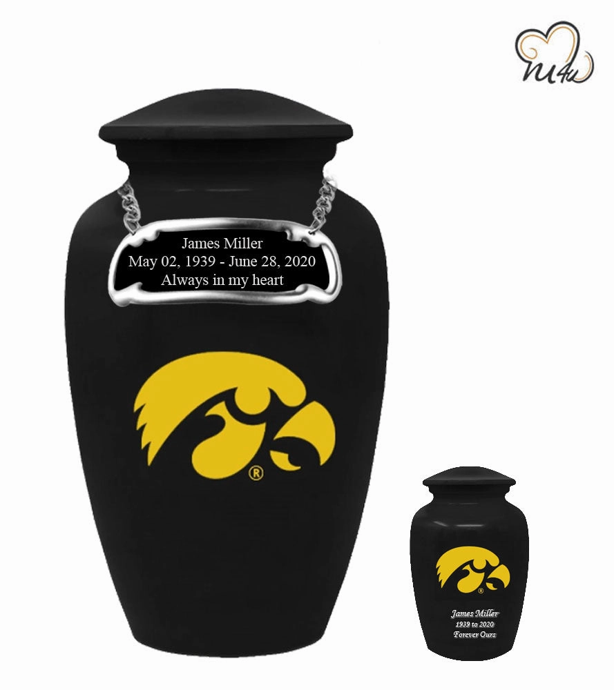 University of Iowa Hawkeyes College Cremation Urn - Black