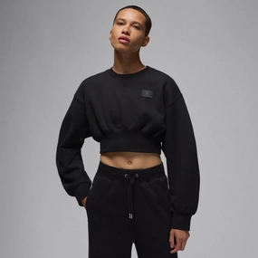 womens jordan flight fleece cropped sweatshirt (black)